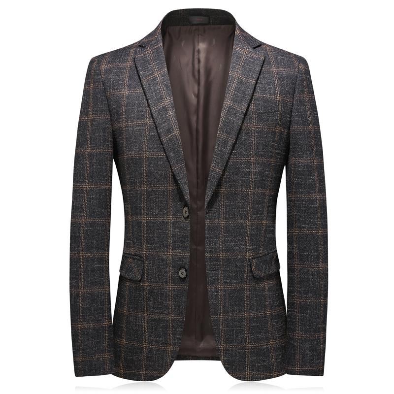 Blazers Heren Elleboogpatch Tweed Geruite Blazer