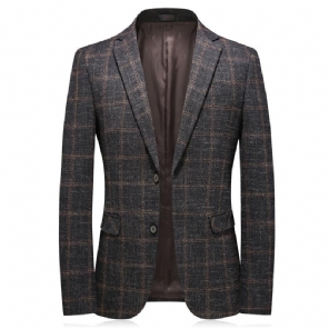 Blazers Heren Elleboogpatch Tweed Geruite Blazer