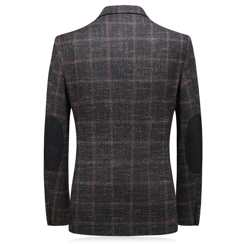 Blazers Heren Elleboogpatch Tweed Geruite Blazer