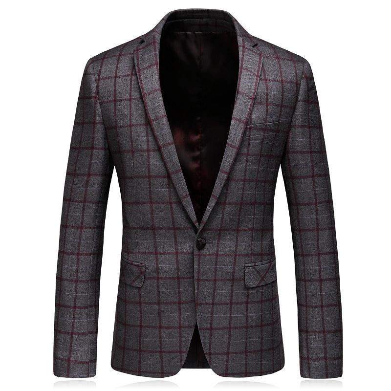 Blazers Heren Formele Geruite Wollen Blazer