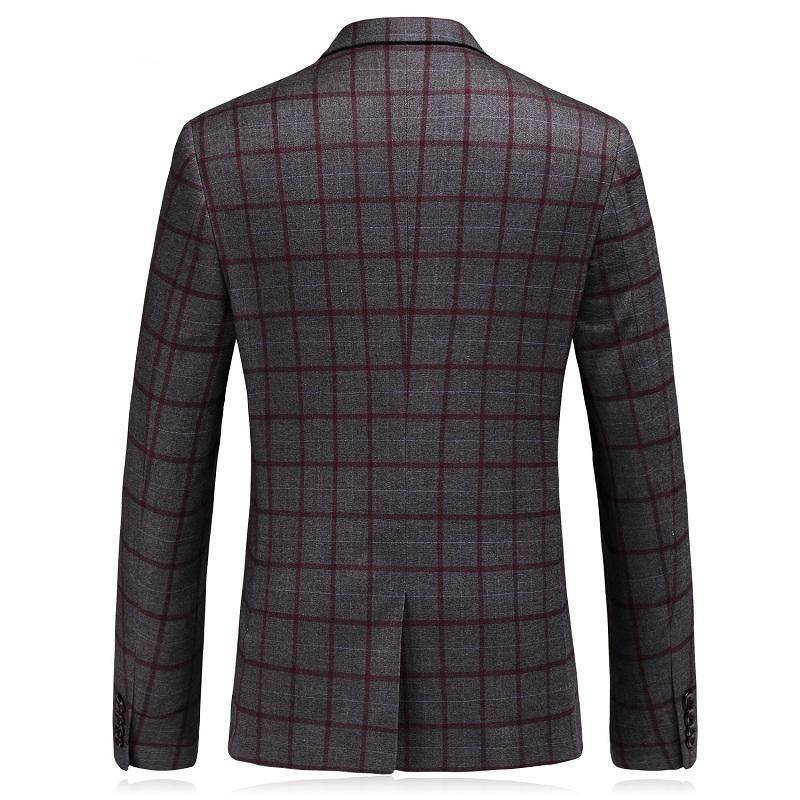 Blazers Heren Formele Geruite Wollen Blazer