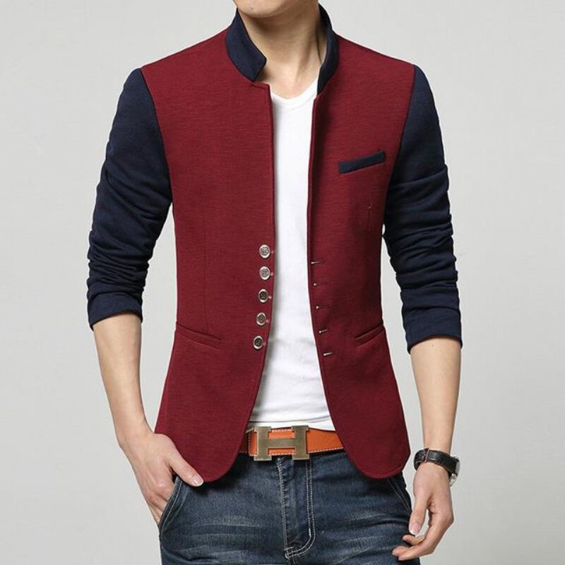 Blazers Heren Mode-patchwork Casual Blazer