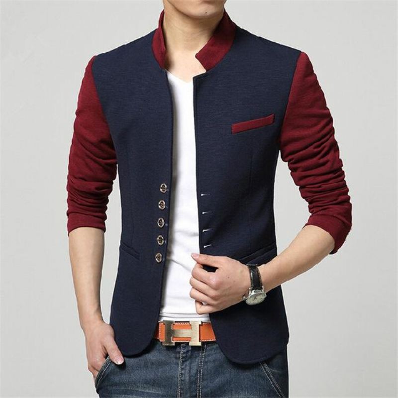 Blazers Heren Mode-patchwork Casual Blazer