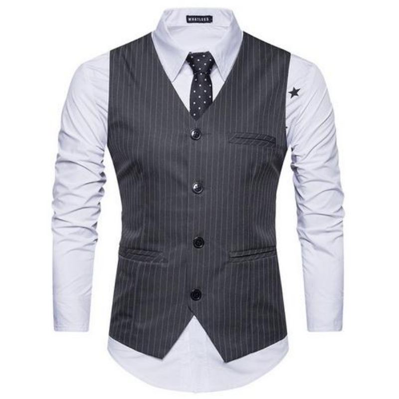 Heren Blazers Gestreept Formeel Vest In Engelse Stijl