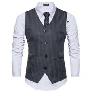 Heren Blazers Gestreept Formeel Vest In Engelse Stijl