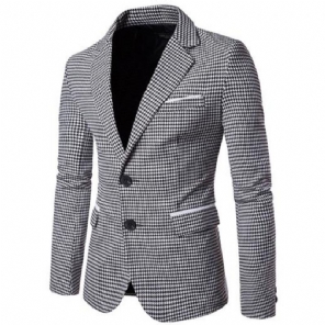 Heren Blazers Herfst Geruite Blazer Met Enkele Rij Knopen