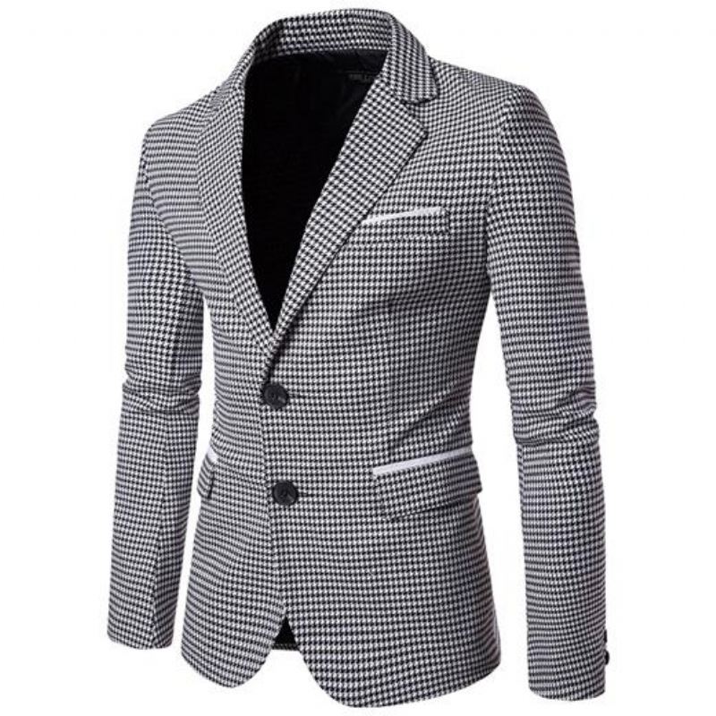 Heren Blazers Herfst Geruite Blazer Met Enkele Rij Knopen