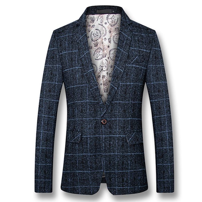 Herfst Geruite Herenblazer Blazers