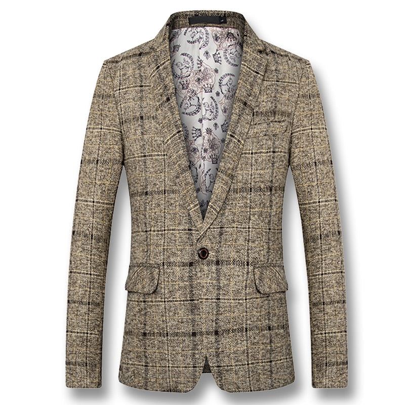 Herfst Geruite Herenblazer Blazers