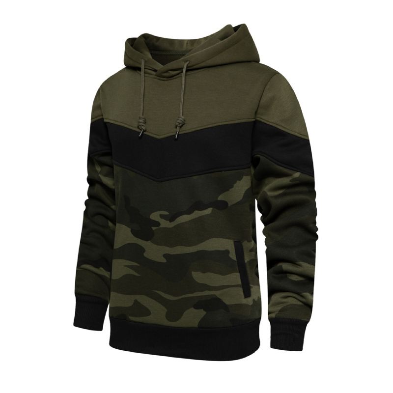 Heren Hoodies Lente Herfst Camo Patchwork Hoodie