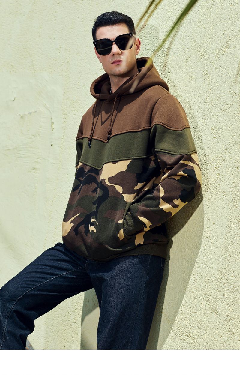 Heren Hoodies Lente Herfst Camo Patchwork Hoodie