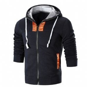 Herenhoodie Met Patchwork-rits Hoodies