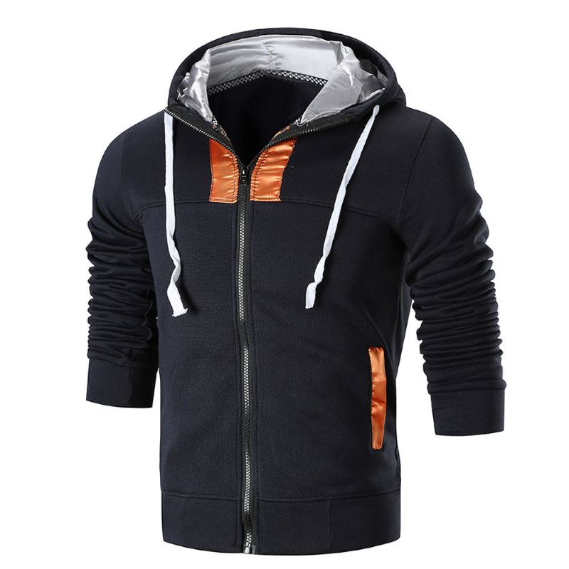 Herenhoodie Met Patchwork-rits Hoodies