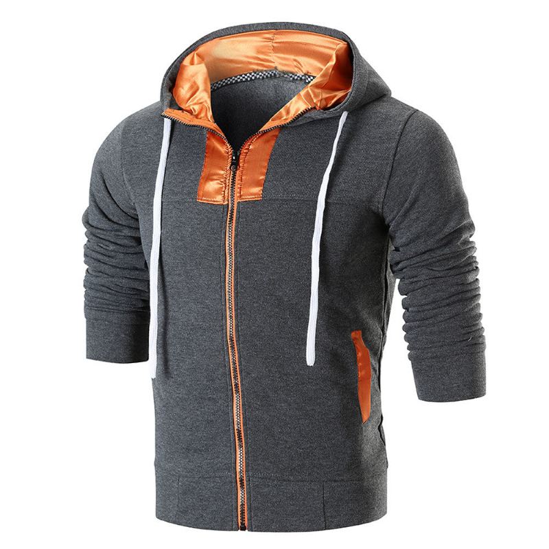 Herenhoodie Met Patchwork-rits Hoodies