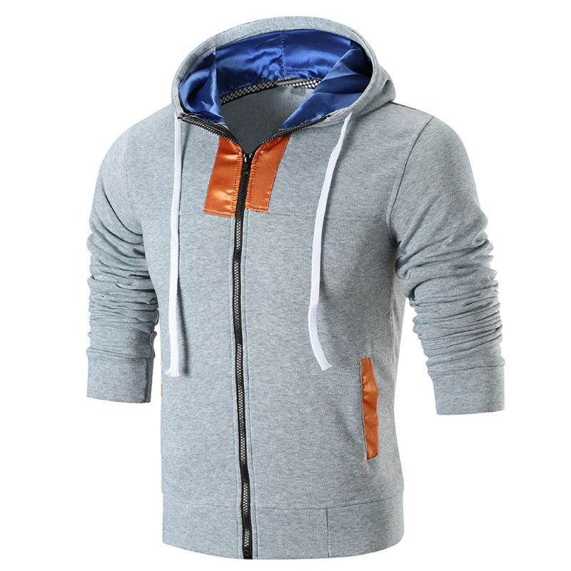 Herenhoodie Met Patchwork-rits Hoodies