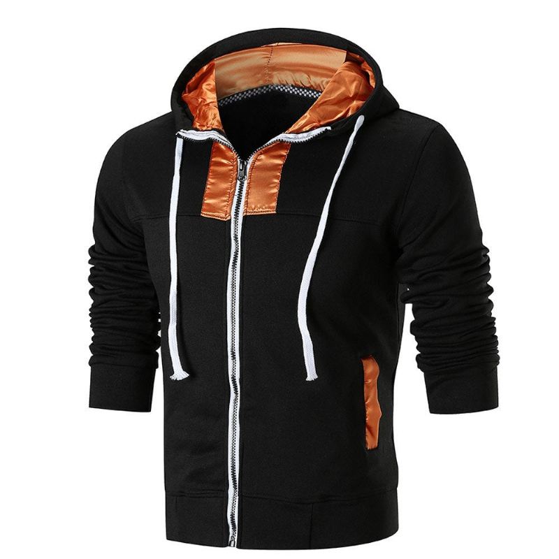 Herenhoodie Met Patchwork-rits Hoodies