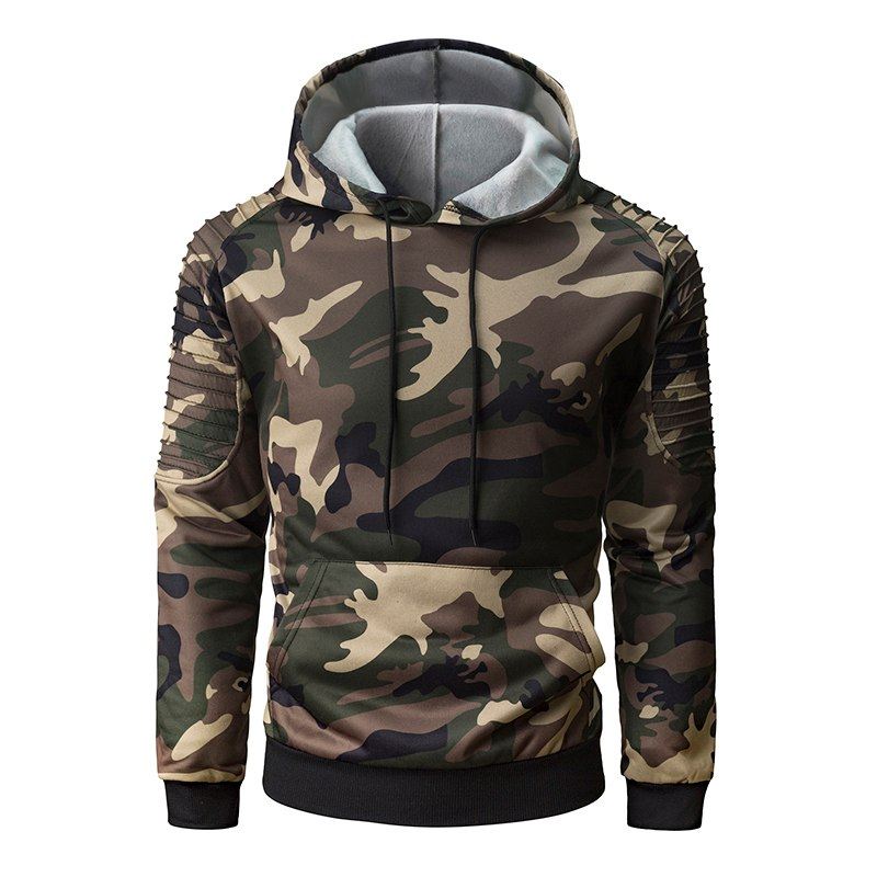 Hoodies Heren Camouflage Hoodie Met Geplooide Raglanmouwen