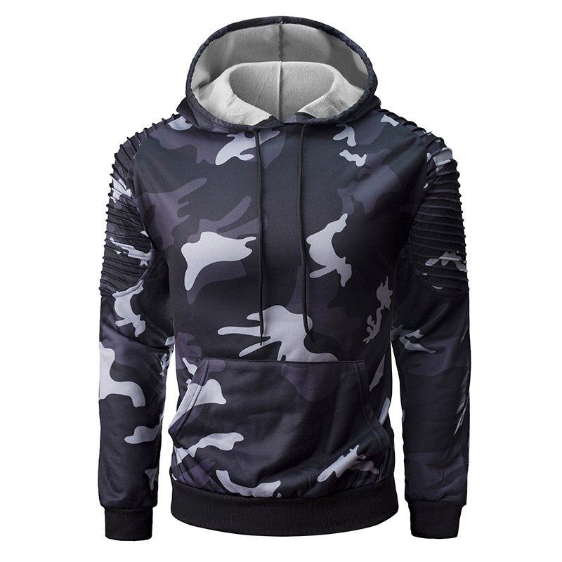 Hoodies Heren Camouflage Hoodie Met Geplooide Raglanmouwen