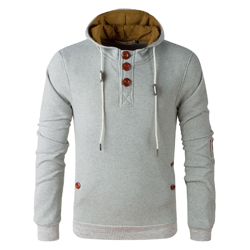 Hoodies Heren Fleece Hoodie Met Houten Knopen