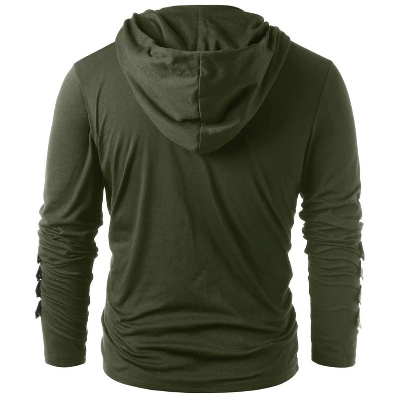 Hoodies Heren Hoodie Met Trekkoord In Imitatieleer Met Mouwen