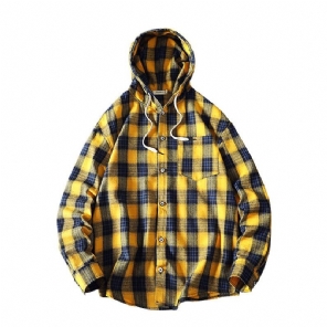 Hoodies Heren Streetwear Plaid Los Met Overhemd Met Capuchon