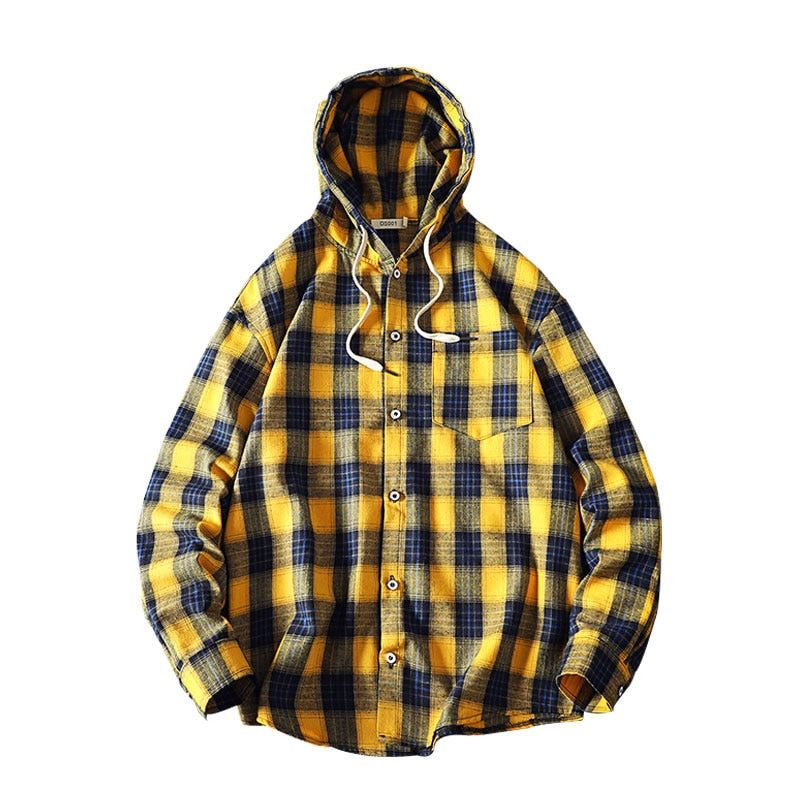 Hoodies Heren Streetwear Plaid Los Met Overhemd Met Capuchon