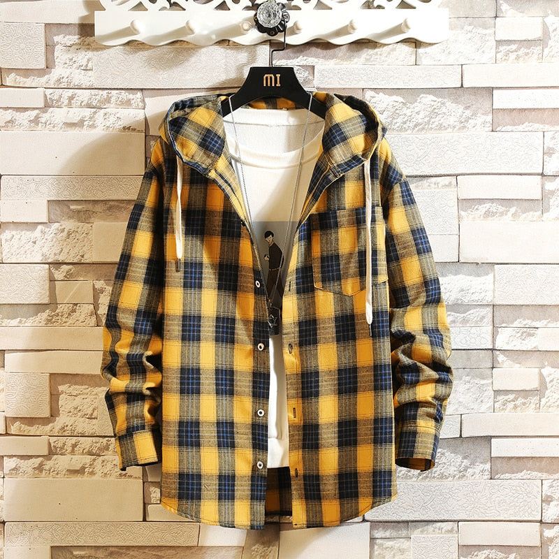 Hoodies Heren Streetwear Plaid Los Met Overhemd Met Capuchon