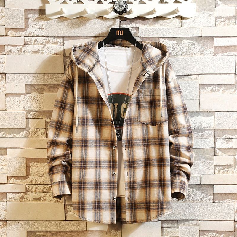 Hoodies Heren Streetwear Plaid Los Met Overhemd Met Capuchon