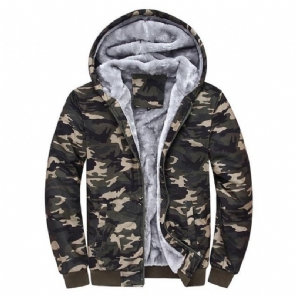 Hoodies Heren Winterjas Met Dikke Fleece En Camouflageprint