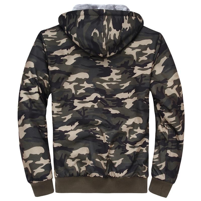 Hoodies Heren Winterjas Met Dikke Fleece En Camouflageprint