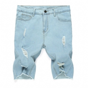 Brand Destroyed Skinny Frayed Jeans Korte Broeken Heren