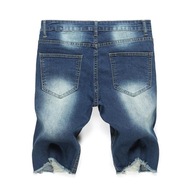 Brand Destroyed Skinny Frayed Jeans Korte Broeken Heren