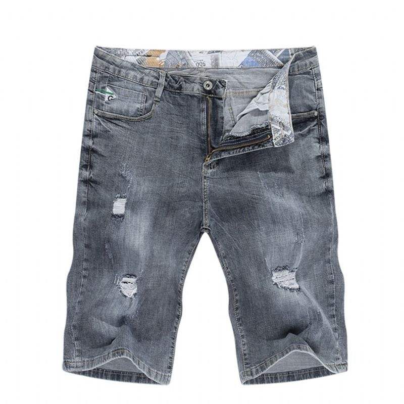 Denim Short Met Gescheurde Stretch Korte Broeken Heren