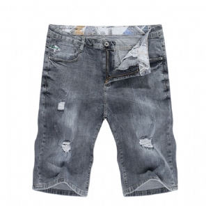 Denim Short Met Gescheurde Stretch Korte Broeken Heren