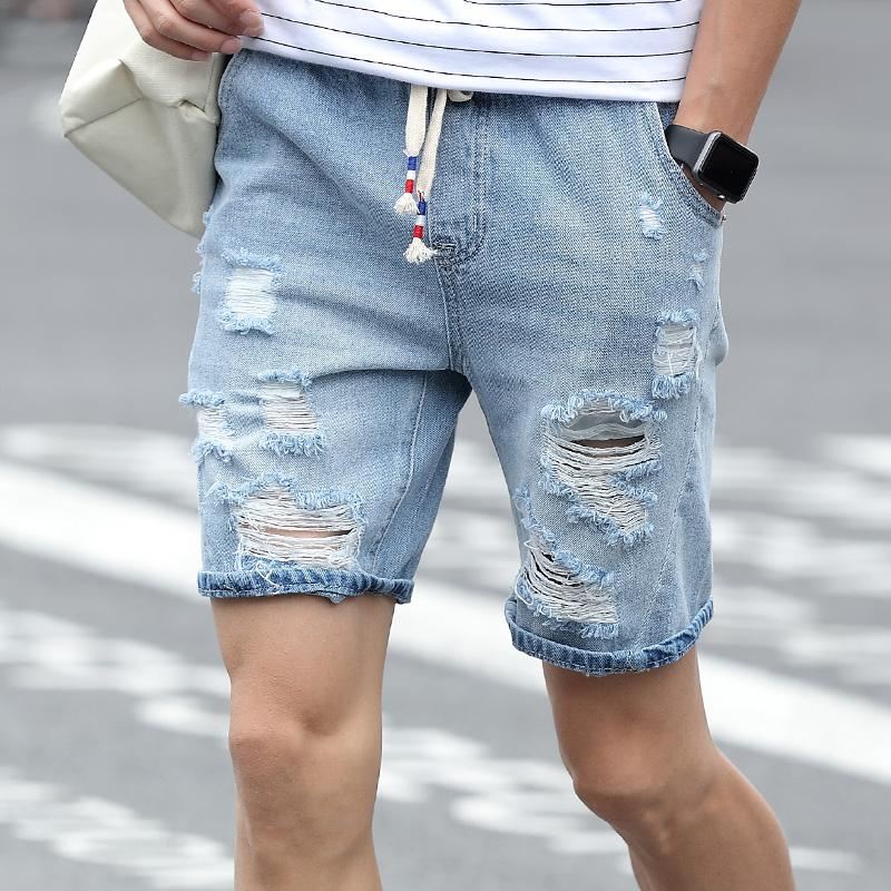 Denimshort Met Designergaten Korte Broeken Heren