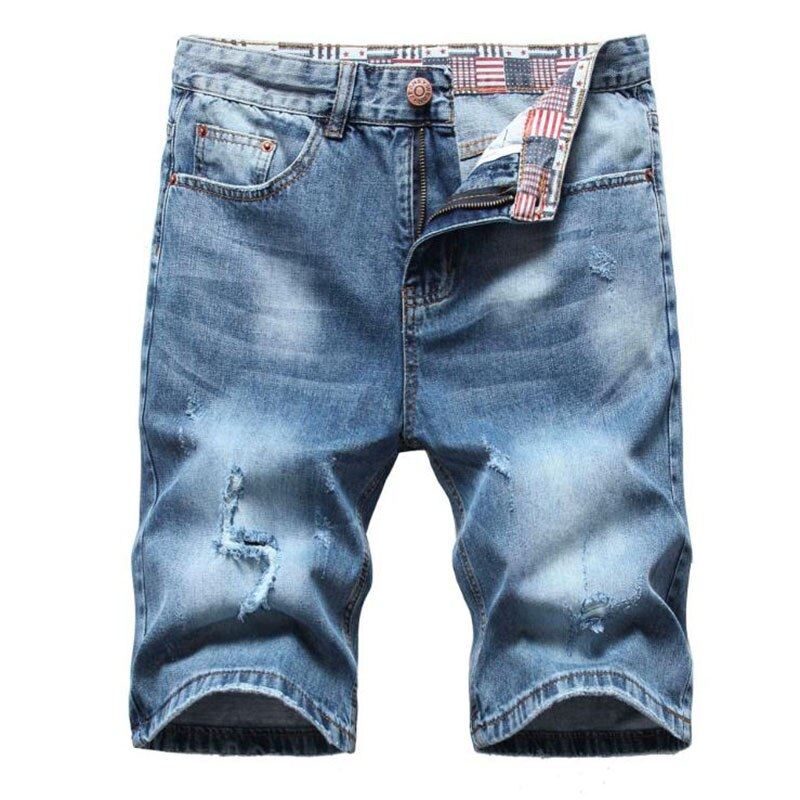 Gescheurde Bermudamode Katoenen Jeansshorts Korte Broeken Heren