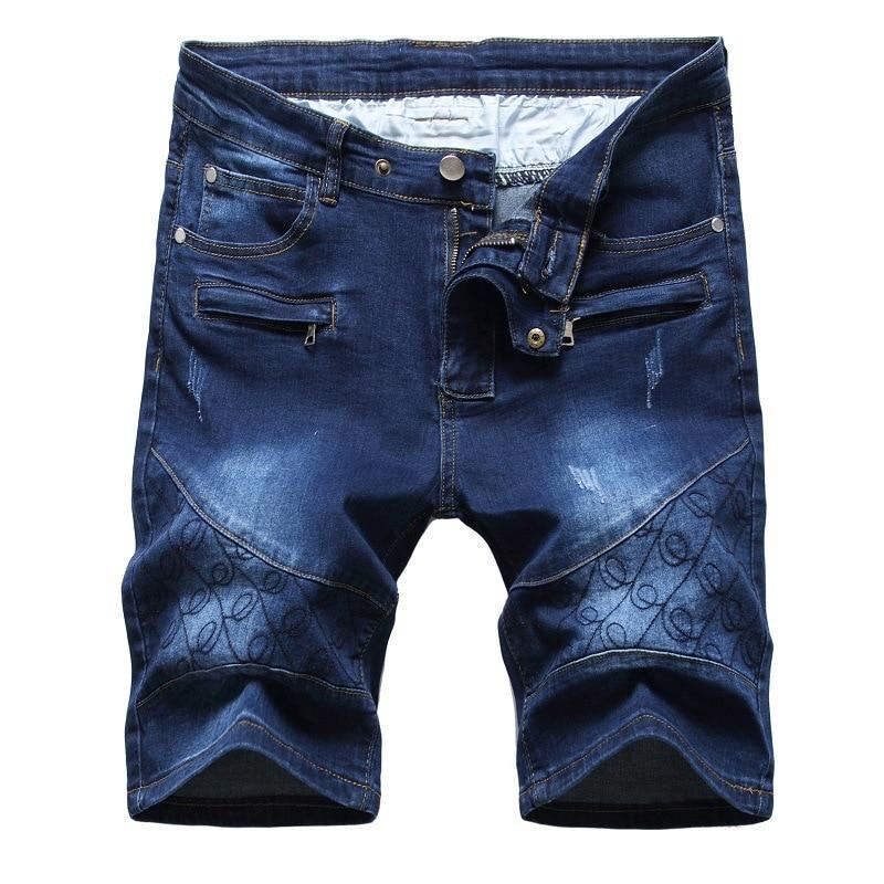 Gewassen 5-punts Jeansshort Met Rits Korte Broeken Heren