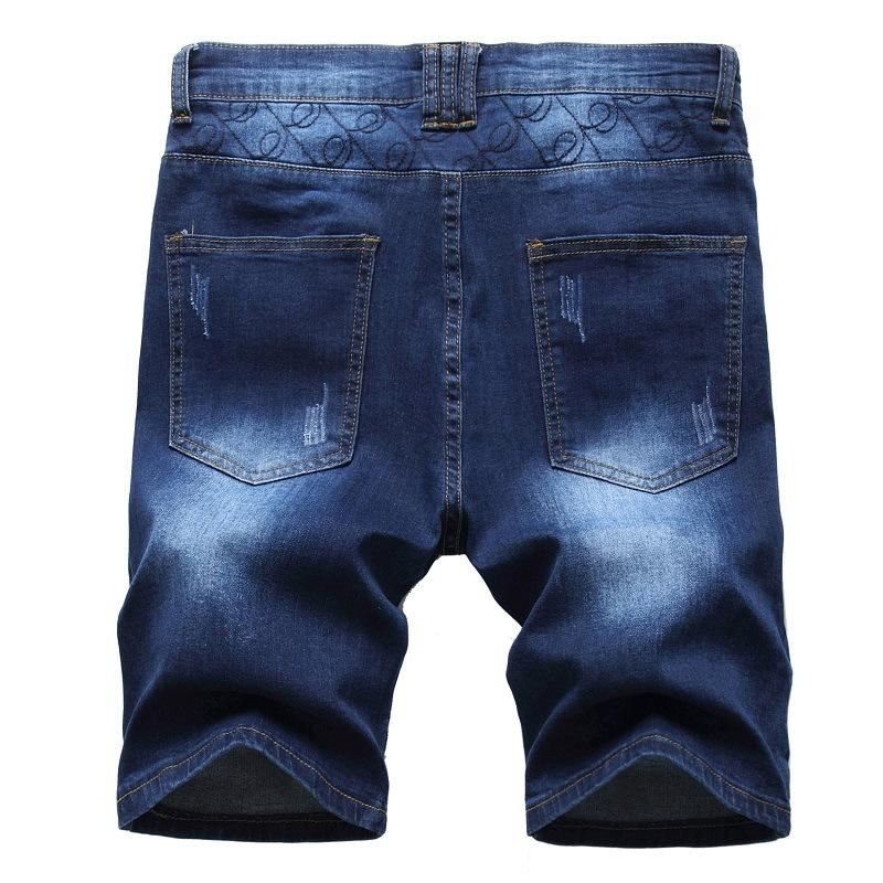 Gewassen 5-punts Jeansshort Met Rits Korte Broeken Heren