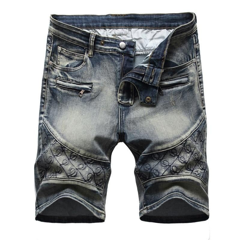 Gewassen 5-punts Jeansshort Met Rits Korte Broeken Heren