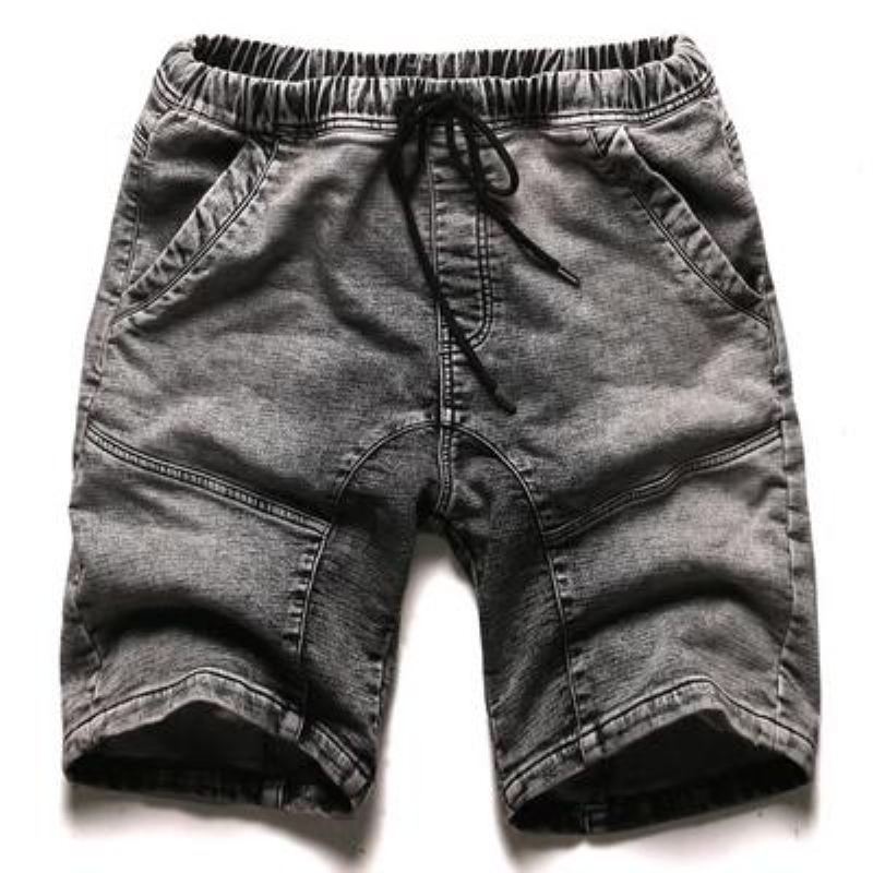 Grijze Gewassen Denim Short Korte Broeken Heren