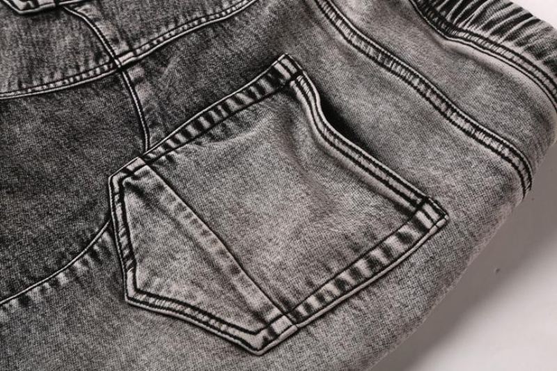 Grijze Gewassen Denim Short Korte Broeken Heren