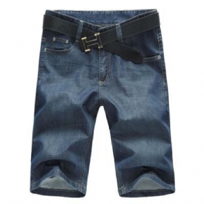 Heren Knielange Denim Shorts