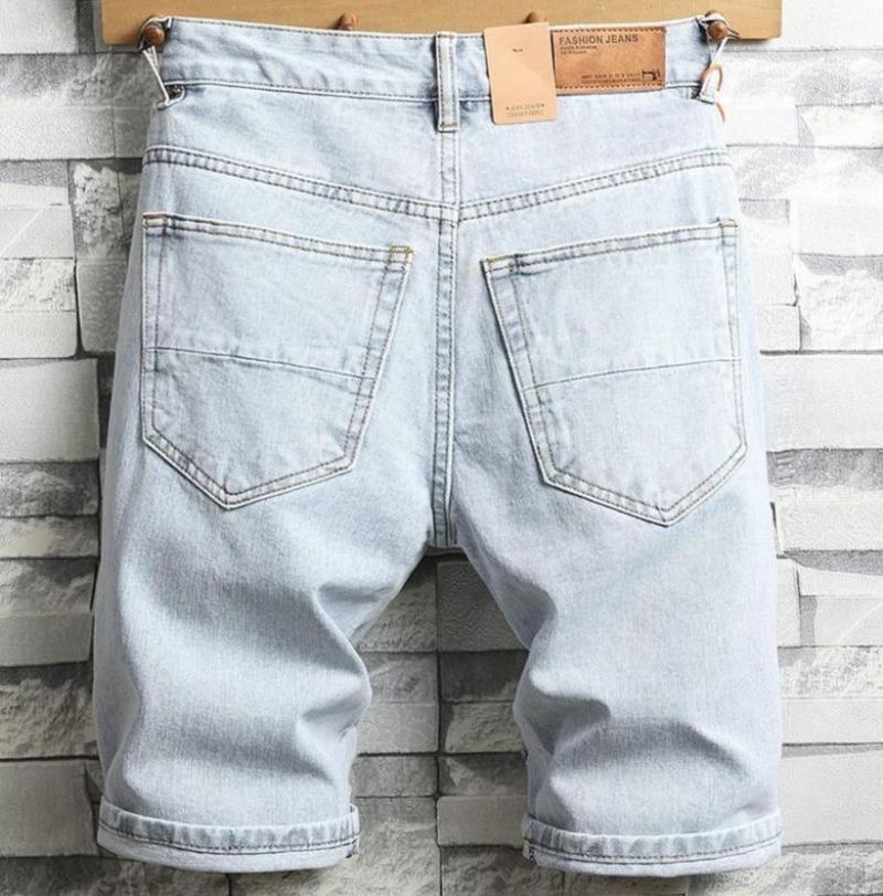 Heren Korte Broeken Britse Stijl Gaten Knielengte Jeans Kort