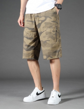 Heren Korte Broeken Camouflageshort Met Elastische Taille Voor De Zomer