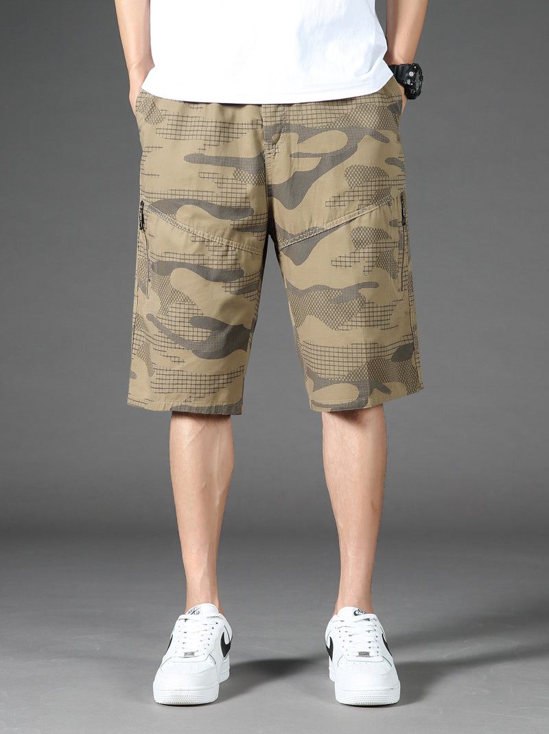 Heren Korte Broeken Camouflageshort Met Elastische Taille Voor De Zomer