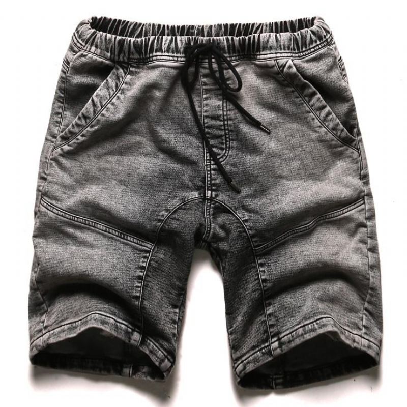 Heren Korte Broeken Denim Short Met Elastische Taille