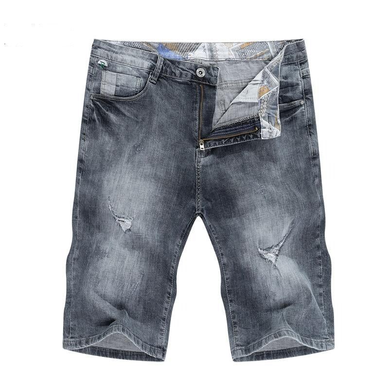 Heren Korte Broeken Gescheurde Elastische Regular Fit Denim Short