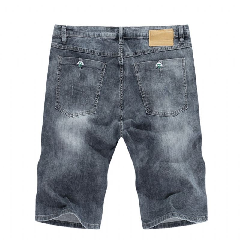 Heren Korte Broeken Gescheurde Elastische Regular Fit Denim Short