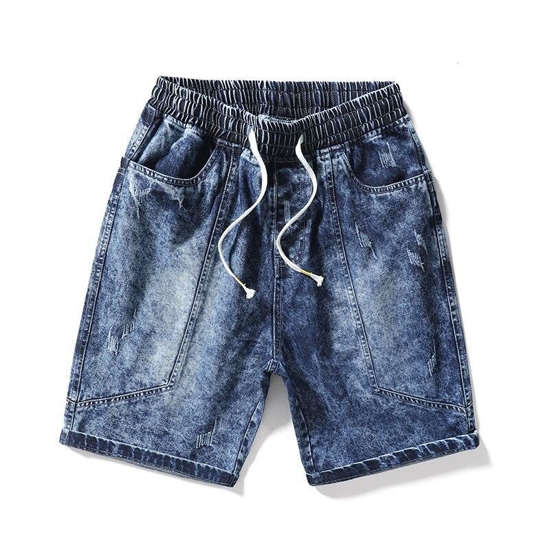 Heren Korte Broeken Gewassen Rechte Denim Short Met Halfhoge Taille