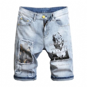 Heren Korte Broeken Jeansshort Met Marilyn Monroe-print Voor Jongeren